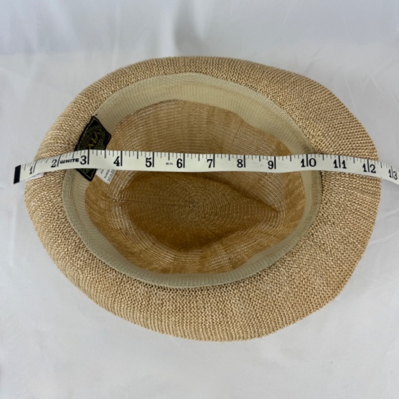 Dorfman Pacific Fedora Hat XL Scala Toyo Poly Lightweight Beige Brown Woven EUC - Picture 9 of 12